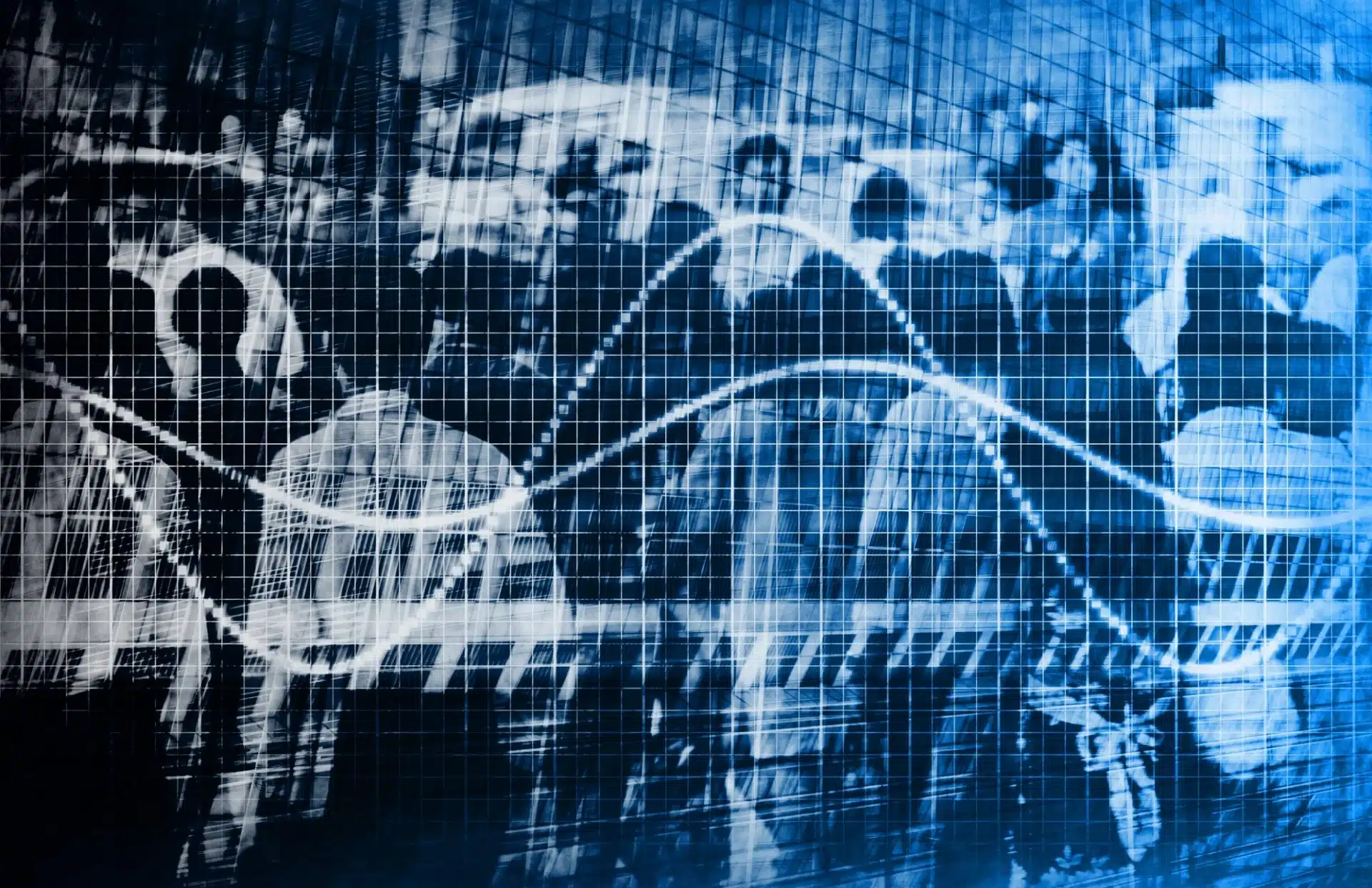 Crowd silhouette overlayed with data graph, symbolizing voter data analysis and campaign intelligence for political strategies.